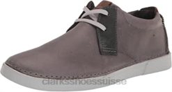 baskets basses Gereld en cuir gris pour hommes Clarks Hommes N6R8B1220 Clarks cuir gris