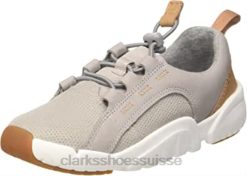 Baskets Clarks Boys Tri Weave gris cuir gris cuir gris enfants N6R8B2594 Clarks gris cuir gris cuir gris