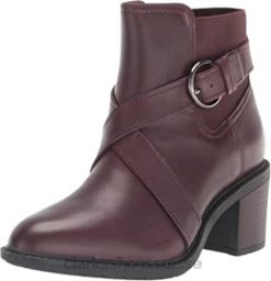 Bottines Clarks en cuir bordeaux à bride scène pour femmes femmes N6R8B843 Clarks cuir bordeaux