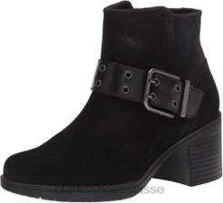 Bottines Hollis Star Combi Clarks en daim noir pour femmes femmes N6R8B1032 Clarks combi en daim noir