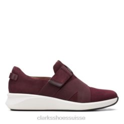 bracelet clarks un rio en daim bordeaux femmes N6R8B4008 Clarks daim bordeaux