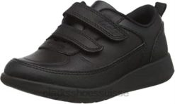 Chaussures d'uniforme scolaire Clarks noires Sscape Flare T larges pour garçons enfants N6R8B931 Clarks Cuir noir