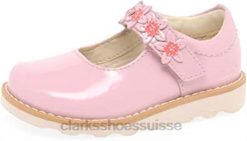 chaussures en cuir pour tout-petits à pétales de couronne larges clarks roses enfants N6R8B239 Clarks