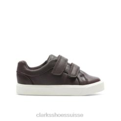 City Oasis Lo Fst F Fit Clarks en cuir marron enfants N6R8B4830 Clarks cuir marron