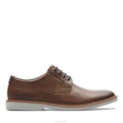 Clarks Atticus Lt Lace en cuir marron foncé Hommes N6R8B3544 Clarks cuir beige foncé