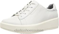 Clarks - Baskets Layton à lacets en cuir blanc pour femme femmes N6R8B353 Clarks