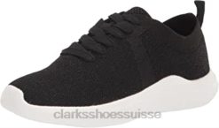 Clarks - Baskets Nova Glint en tricot noir pour femmes femmes N6R8B1129 Clarks tricot noir