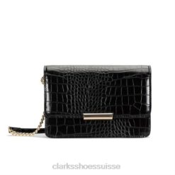 Clarks Black Croc Treen Will Low unisexe N6R8B4305 Clarks croco noir