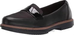 Clarks Black Leather Textile Combi Mocassins Raisie Arlie pour femmes femmes N6R8B1425 Clarks combinaison textile cuir noir