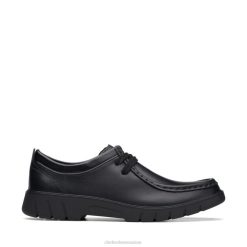 Clarks Branch Low Youth en cuir noir en cuir noir enfants N6R8B5944 Clarks Cuir noir