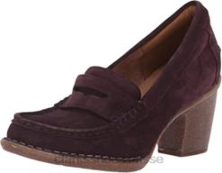 Clarks Carleta Belle en daim aubergine pour femme femmes N6R8B1449 Clarks daim aubergine