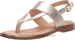 Clarks Champagne Leather Ellis Opal Sandale pour femme femmes N6R8B2073 Clarks cuir champagne