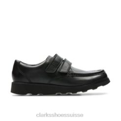 clarks couronne en cuir noir tate inf g fit enfants N6R8B4889 Clarks Cuir noir