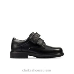 Clarks cuir noir Remi Pace Inf F Fit enfants N6R8B4873 Clarks Cuir noir