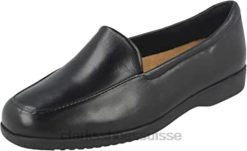 clarks dames chaussures de style mocassin plat géorgie cuir noir unisexe N6R8B584 Clarks