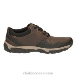 Clarks en cuir marron à bord Walbeck Hommes N6R8B4446 Clarks cuir marron