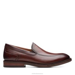 Clarks en cuir marron Un Hugh Step en cuir marron Hommes N6R8B5444 Clarks cuir marron