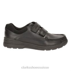 Clarks en cuir noir Obie Play Jnr G Fit unisexe N6R8B4995 Clarks Cuir noir