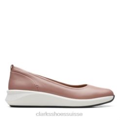 Clarks en cuir rose poussiéreux Un Rio Vibe femmes N6R8B3947 Clarks cuir rose poudré