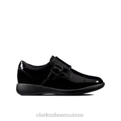 clarks etch strap inf f fit noir verni enfants N6R8B4658 Clarks vernis noir