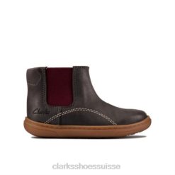 clarks flash sea fst f fit gris foncé lea unisexe N6R8B4786 Clarks Léa gris foncé