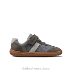 clarks gris combi lea flash step inf f fit unisexe N6R8B4937 Clarks combi gris lea