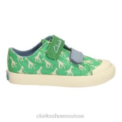 clarks halcy fly fst f fit vert textile enfants N6R8B4810 Clarks textile vert