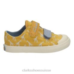 clarks jaune bas textile halcy hop fst g fit enfants N6R8B4809 Clarks textile jaune