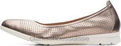 Clarks Jenette Ease Ballerines plates métallisées pour femme femmes N6R8B2402 Clarks