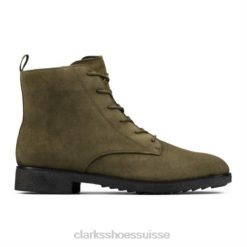 Clarks - Lacets griff en daim olive foncé unisexe N6R8B4225 Clarks daim olive foncé