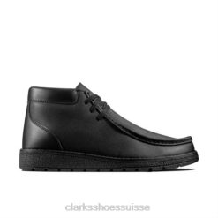 Clarks Mendip Loop Jnr F Fit en cuir noir enfants N6R8B4875 Clarks Cuir noir