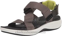 Clarks Mira Sun Sandale plate pour femme en textile olive foncé femmes N6R8B1642 Clarks