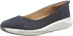 Clarks - Mules Un Rio Vibe en nubuck bleu marine pour femmes femmes N6R8B793 Clarks nubuck bleu marine