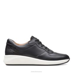 Clarks noir combi cuir un rio sprint noir combi cuir femmes N6R8B6481 Clarks cuir combiné noir