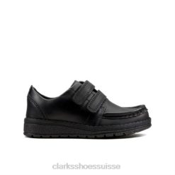 clarks noirs mendip brillant inf g fit enfants N6R8B4891 Clarks noir