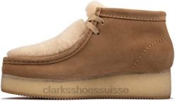 Clarks - Nouvelles chaussures compensées Wallabee en daim beige clair pour femmes fabriquées au Vietnam femmes N6R8B2441 Clarks daim beige clair