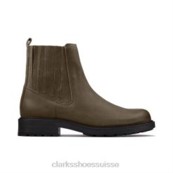 Clarks Orinoco2 Mid en cuir olive foncé unisexe N6R8B4137 Clarks cuir olive foncé