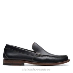 Clarks Pace Barnes en cuir noir Hommes N6R8B4507 Clarks Cuir noir