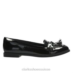 clarks preppy edge bl jnr f fit noir verni enfants N6R8B4666 Clarks vernis noir