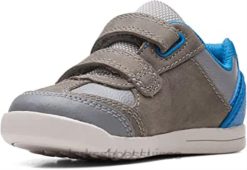 Clarks Rex Play, chaussures en cuir pour tout-petits, gris/bleu enfants N6R8B842 Clarks