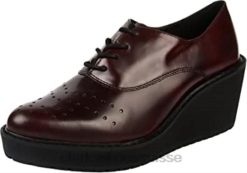 Clarks - Richelieu ovale en cuir rouge bordeaux pour femme femmes N6R8B2609 Clarks cuir rouge bordeaux