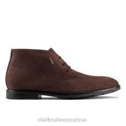Clarks Ronnie Lo GTX en nubuck marron foncé Hommes N6R8B4361 Clarks nubuck marron foncé