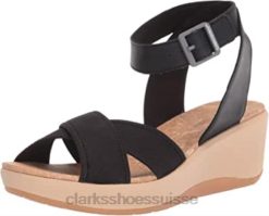 Clarks Step Cali Coast Sandale compensée pour femme en tricot textile noir femmes N6R8B1346 Clarks tricot textile noir