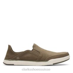 Clarks Step Isle Row Toile Olive Hommes N6R8B4530 Clarks toile olive