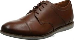 Clarks Tan Leather Raharto Vibe Oxford pour homme Hommes N6R8B2177 Clarks cuir beige