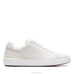 Clarks White Leather Court Lite Lace Cuir Blanc Hommes N6R8B5521 Clarks cuir blanc