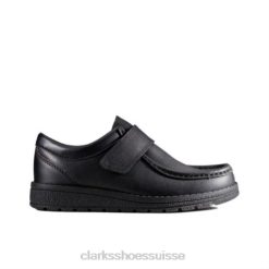 cuir noir mendip pure jnr f fit clarks enfants N6R8B4868 Clarks Cuir noir