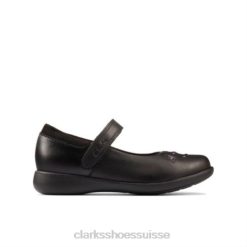 Etch brillant inf g fit clarks cuir noir enfants N6R8B4639 Clarks Cuir noir