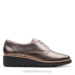 galet cuir métallisé clarks sharon noel femmes N6R8B4024 Clarks cuir métallisé galet
