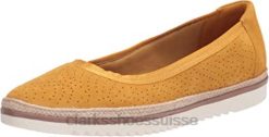 jaune faible daim clarks serena kellyn mocassins plats pour femmes femmes N6R8B1323 Clarks daim jaune